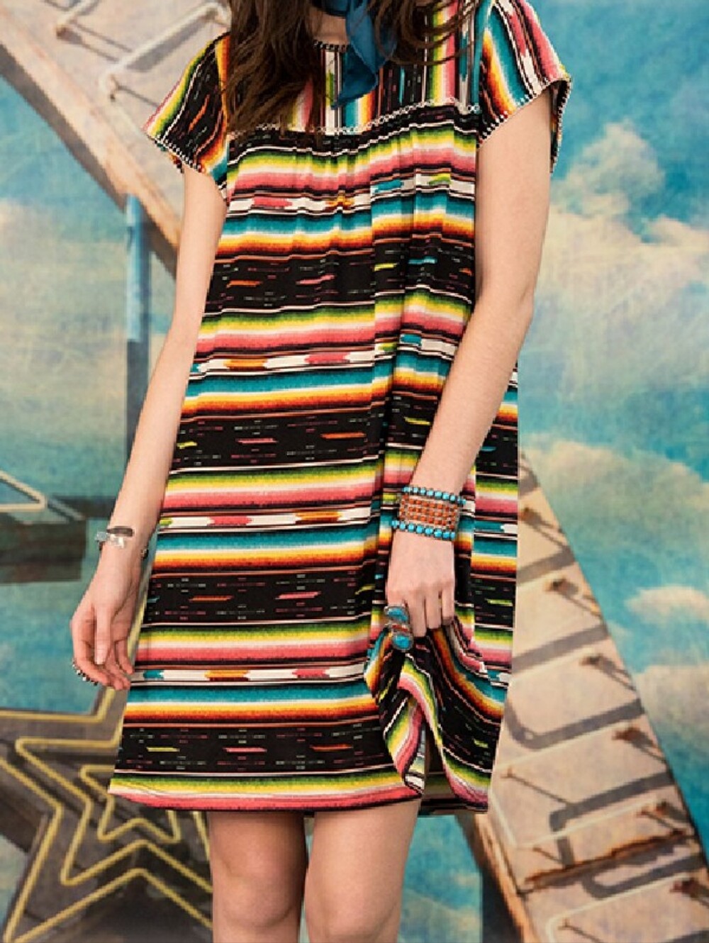 ❤️ Double D Ranch Serape  Dress - Western Rodeo Concert Boho